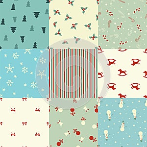 Set of Christmas seamless patterns