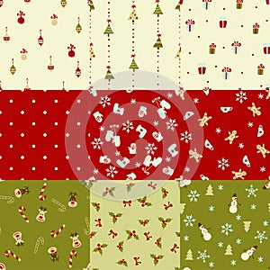 Set of Christmas seamless patterns