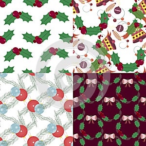 Set of christmas seamless patterns