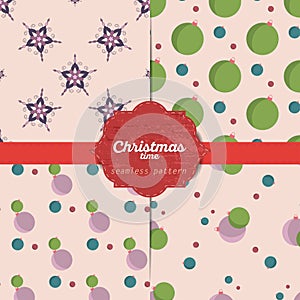 Set of christmas seamless patterns for xmas cards and gift wrapping paper