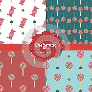 Set of christmas seamless patterns for xmas cards and gift wrapping paper