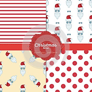 Set of christmas seamless patterns for xmas cards and gift wrapping paper