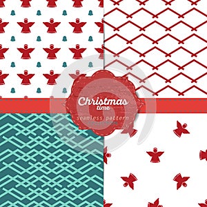 Set of christmas seamless patterns for xmas cards and gift wrapping paper