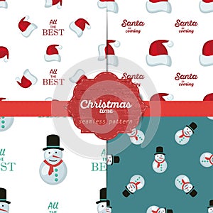 Set of christmas seamless patterns for xmas cards and gift wrapping paper