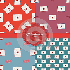 Set of christmas seamless patterns for xmas cards and gift wrapping paper