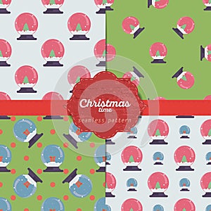 Set of christmas seamless patterns for xmas cards and gift wrapping paper