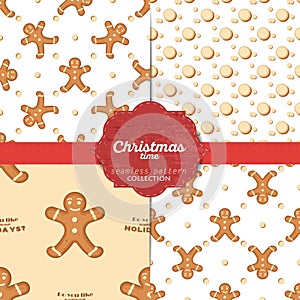 Set of christmas seamless patterns for xmas cards and gift wrapping paper