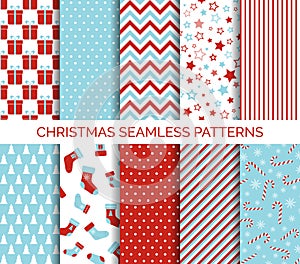 Set of Christmas seamless vector patterns