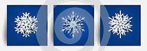 Set of Christmas snowflakes. Paper cut 3d design elements. Christmas paper cut snow flake. Vector illustration. EPS 10.