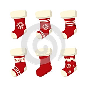 Set of christmas sock isolated on white background.