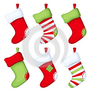 Set of Christmas socks. Vector illustration. photo