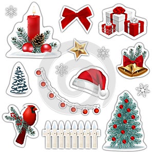 Set of Christmas stickers icons