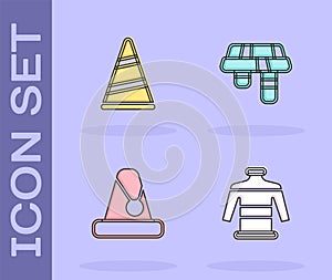 Set Christmas sweater, Party hat, Santa Claus and Winter scarf icon. Vector