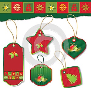 Set of christmas tag