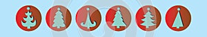 Set of christmas tree cartoon icon design template with various models. vector illustration isolated on blue background