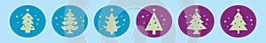 Set of christmas tree cartoon icon design template with various models. vector illustration isolated on blue background