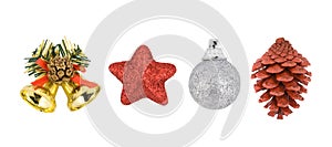 Set of Christmas tree decorations photo