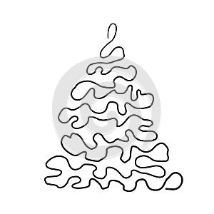 Set of christmas tree doodle illustration Hand drawn Sketch line vector