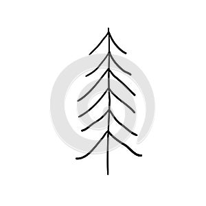 Set of christmas tree doodle illustration Hand drawn Sketch line vector