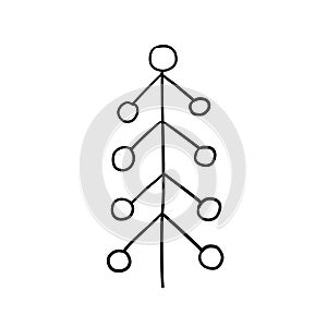 Set of christmas tree doodle illustration Hand drawn Sketch line vector