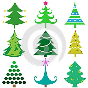 Set of Christmas tree icons great for any use, Vector EPS10.