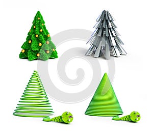 Set of Christmas trees. 3d Illustrations