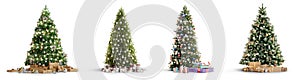 Set of christmas trees isolated on white background. 3D render.