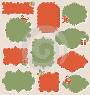 Set of Christmas Vintage Labels Frames Collection on Be