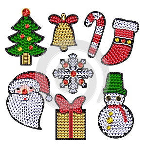 Set of christmases patches with sequins.