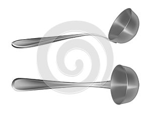 Set of chrome ladles in different angles