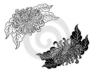 Set of chrysanthemum flower vector for printing on background.