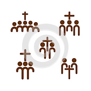 Set of church logo. Christian fellowship icon.