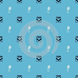 Set Cigarettes pack box and Ear with earring on seamless pattern. Vector