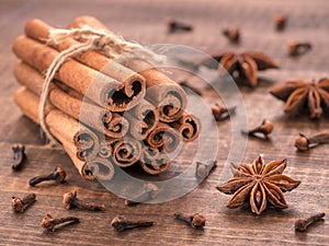 Set of cinnamon, clove and star anise