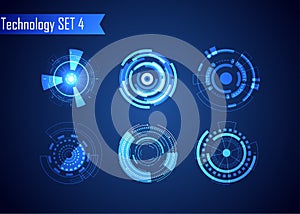 Set of Circle Abstract Digital Technology UI Futuristic HUD Virtual Interface Elements Sci- Fi Modern User For Graphic Motion, Th