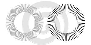 Set of Circle Design Elements. Circular Radial Rays for Round Frames