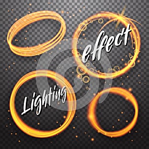 Set of circle and eclipse shining light effects