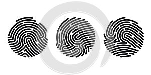 Set of Circle Fingerprint icons design for application. Finger print flat scan. Vector illustration isolated on white background