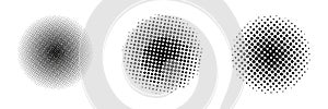Set of circle halftone. Vector abstract elements. Dotted halftone collection