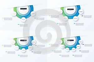 Set of circle infographic design template. 3 4 5 6 options. Vector illustration