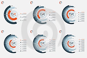 Set of circle infographic templates with 3-8 options.