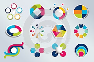 Set of circle infographics. Element connected to circle banner