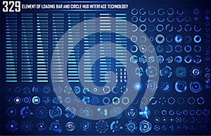 Set of Circle and Loading Bar Abstract Digital Technology UI Fut