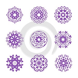 A set of Circle ornament, abstract floral