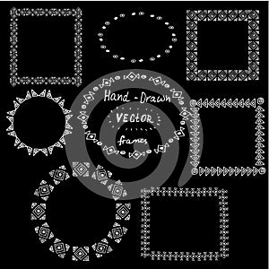 Set of circle polynesian tattoo styled frames