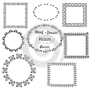 Set of circle polynesian tattoo styled frames