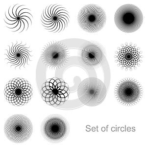 Set of circles of bent lines.
