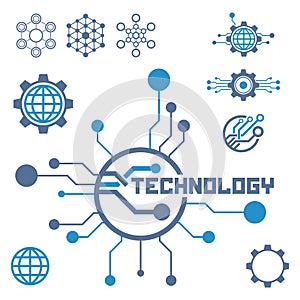 Set of circuit tech elements. Electronics icon.