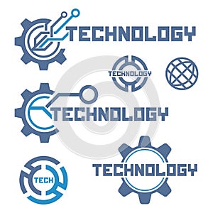 Set of circuit tech elements. Electronics icon.