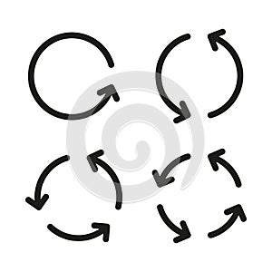 Set of circular arrows. Rotate black arrow group.